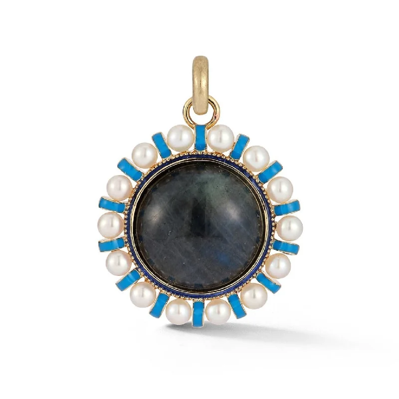 14K Gold Labradorite Pearl & Enamel Libby Charm