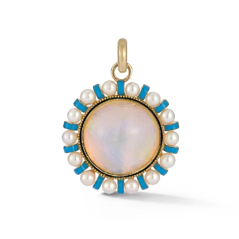 14K Gold Opal Pearl & Enamel Libby Charm