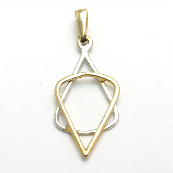 14k Yellow and White gold Jewish Star of David Pendant Modern