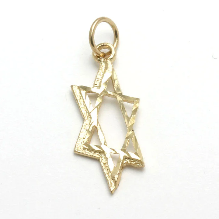 14k Yellow Gold Jewish Star of David Pendant Modern Angle