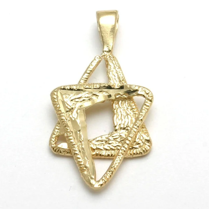 14k Yellow Gold Jewish Star of David Pendant Modern Diamond Cut