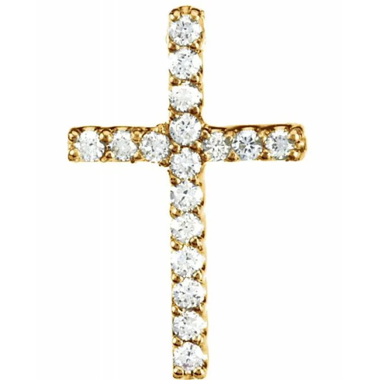 14K Yellow .07 CTW Natural Diamond Petite Cross Pendant