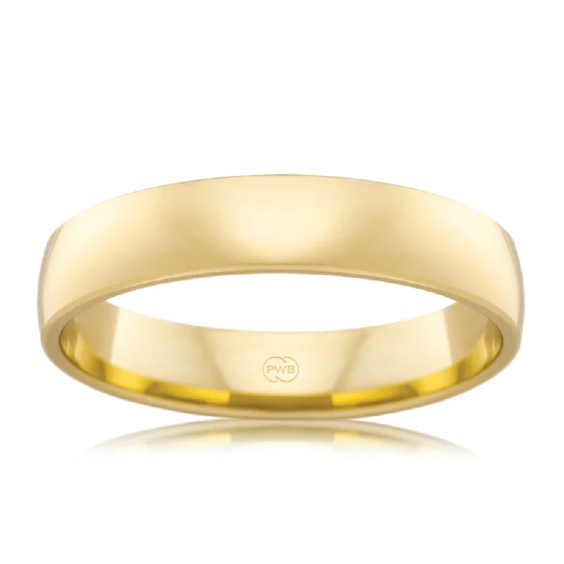 9ct Yellow Gold 4mm Classic Barrel Ring. Size O