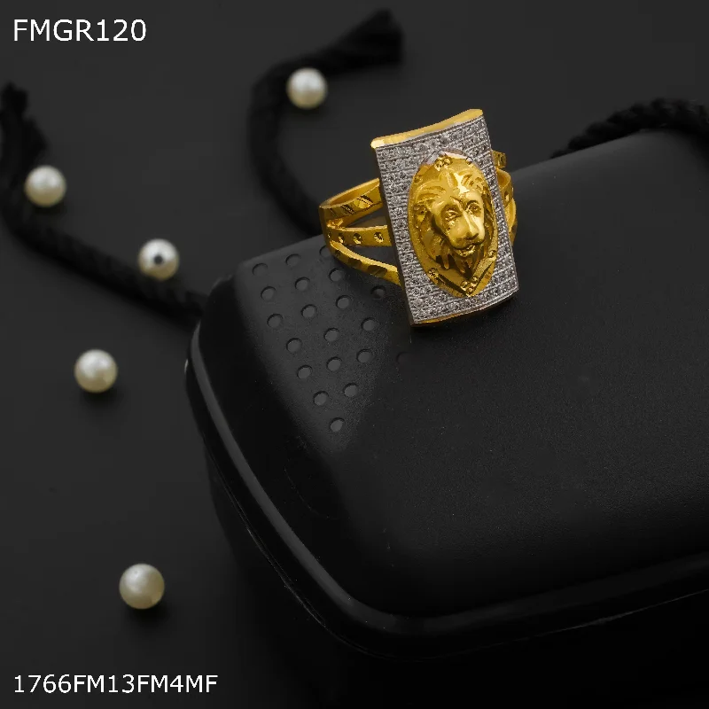 Freeme 1gm lion face ad gold plated ring for men - FMRI120