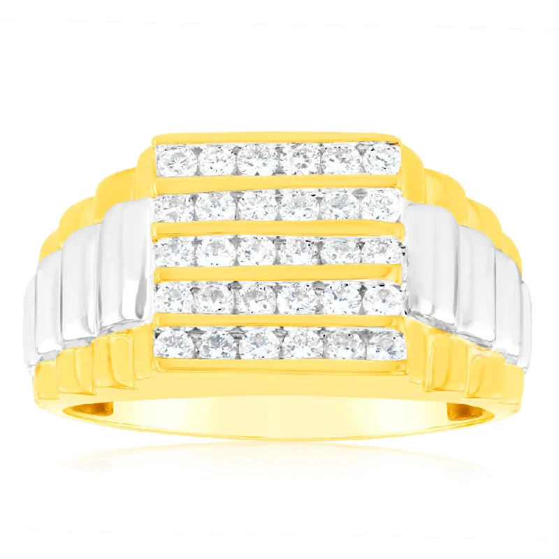 Luminesce Lab Grown 1 Carat Diamond Gents Ring in 9ct Yellow Gold