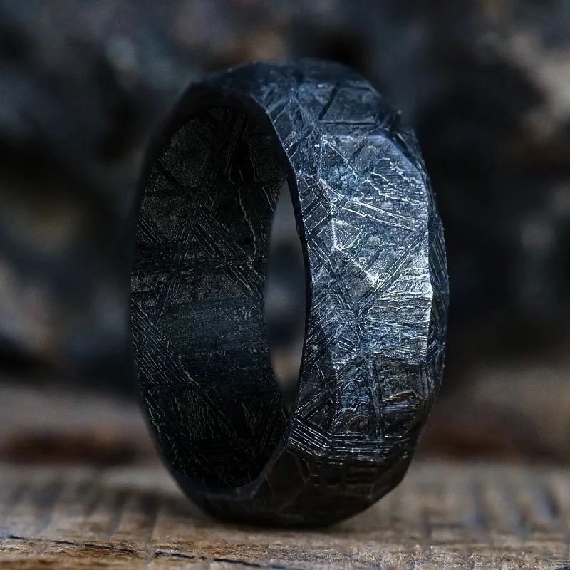 Obsidian Meteorite Ring