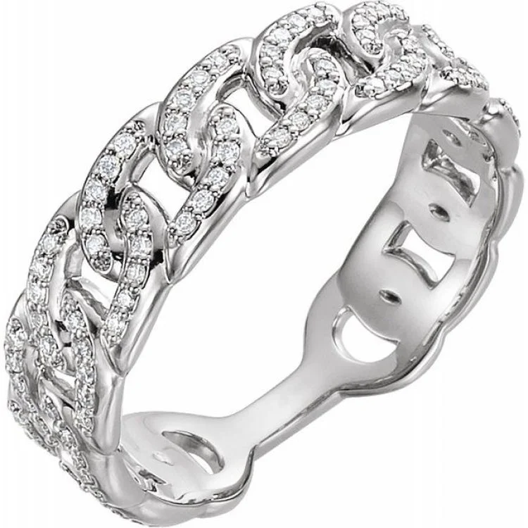 Platinum 1/4 CTW Diamond Stackable Chain Link Ring