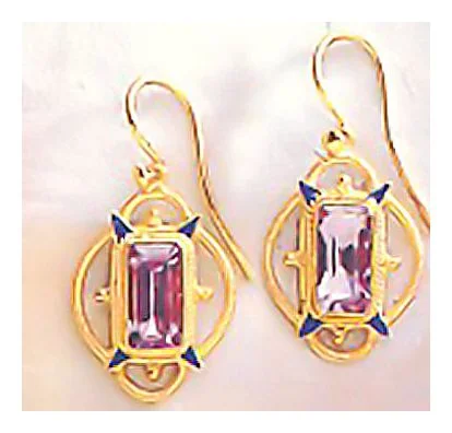 Amethyst and Enamel Screw Back Earrings