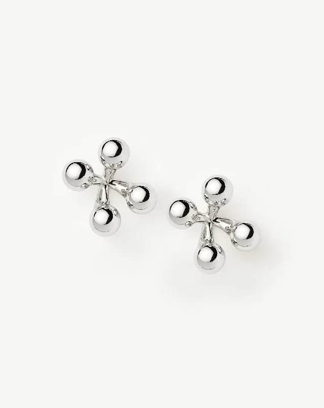 Atom Oversized Stud Earrings | Silver Plated