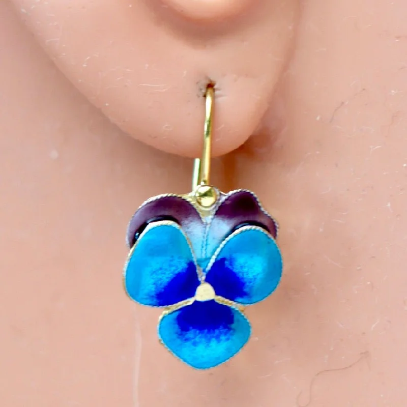 Vintage Shashi Pansy Blossom Gold-Vermeil Earrings