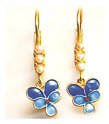 Blue Petal Screw Back Earrings