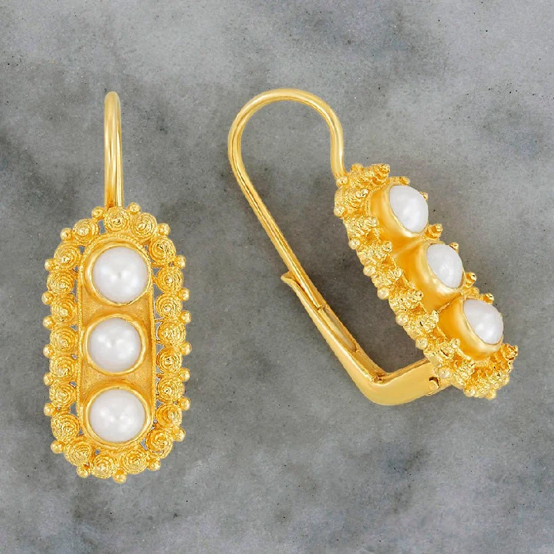 Salisbury Cross Pearl Earrings