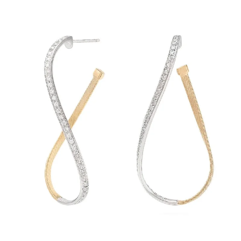 Marco Bicego Marrakech 18K Yellow and White Gold Diamond Twisted Hoops