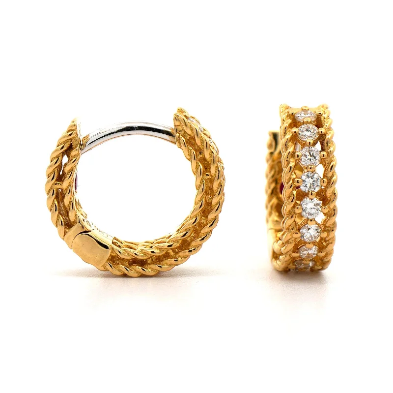 Roberto Coin 18K Yellow Gold Princess Symphony Diamond Huggie Earrings