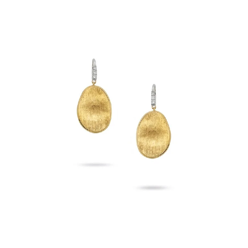 Marco Bicego Lunaria 18K Yellow Gold Hand-Engraved Earrings with Diamonds