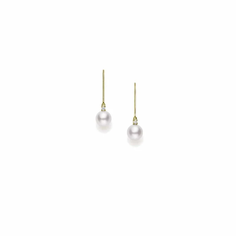 Mikimoto 18K Yellow Gold Akoya Cultured Pearl Leverback Earrings