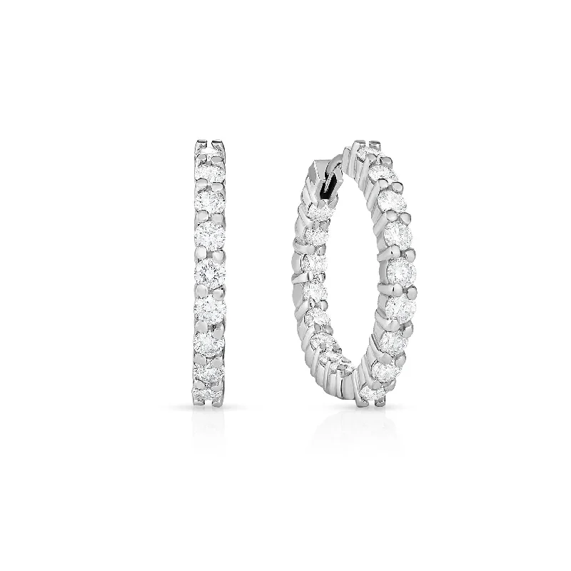 Roberto Coin Perfect Diamond Hoops 18K White Gold Medium Diamond Hoops