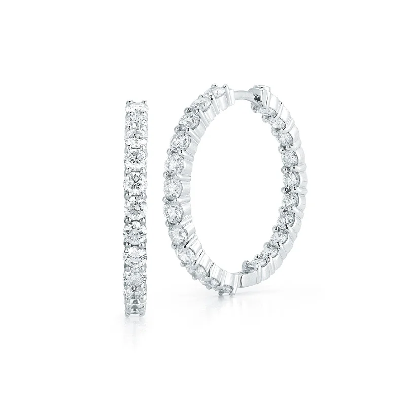 Roberto Coin Perfect Diamond Hoops 18K White Gold Small Diamond Inside-Out Hoop Earrings