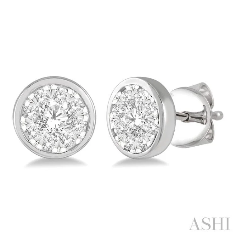 1/2 ctw Medallion Lovebright Round Cut Diamond Earring in 14K White Gold