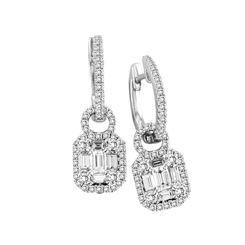 Sabel Collection 14K White Gold Baguette Diamond Dangle Earrings