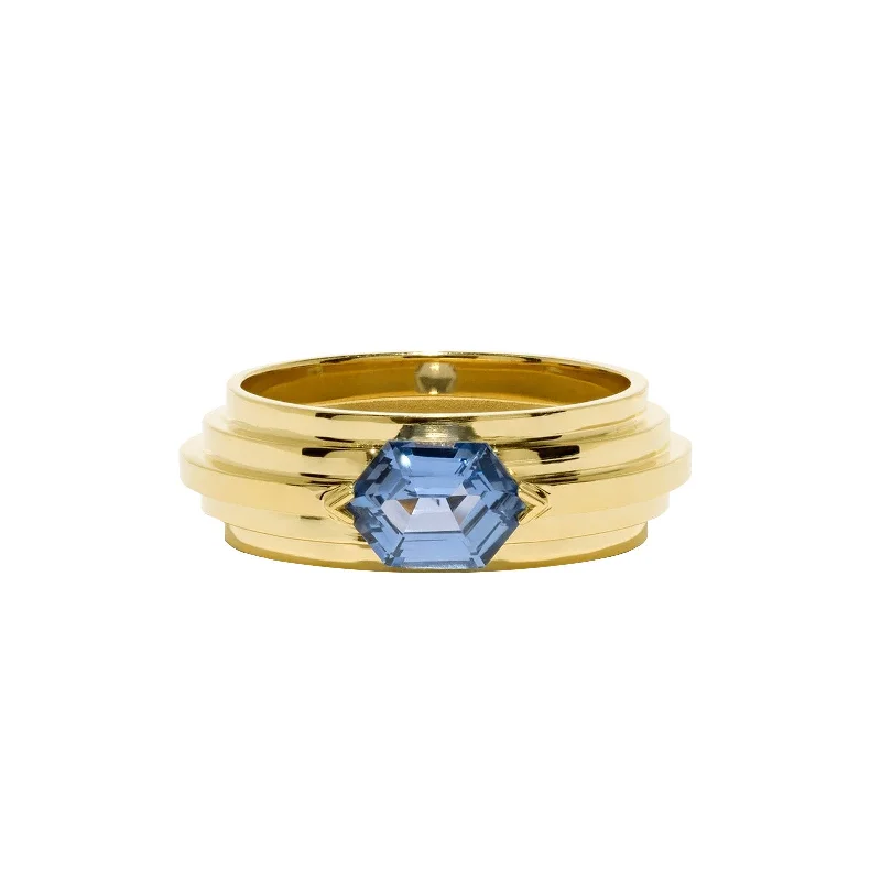 5 Tier Hexagon Staircase Ring - Sapphire