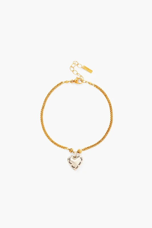 Heart Charm Bracelet Gold Mix