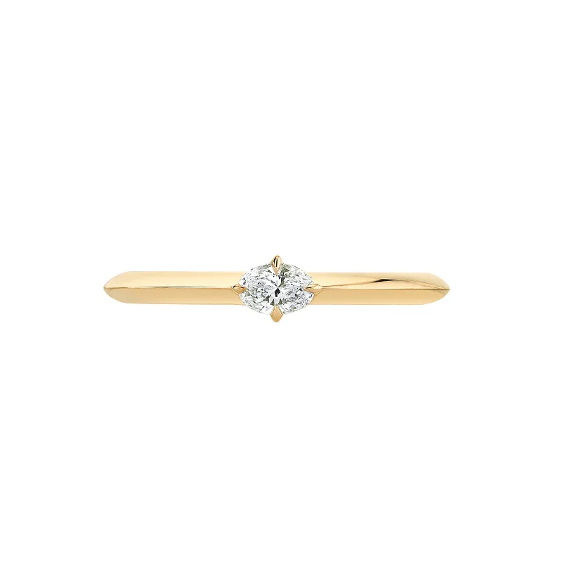 Oval Diamond Petite Knife Edge Ring