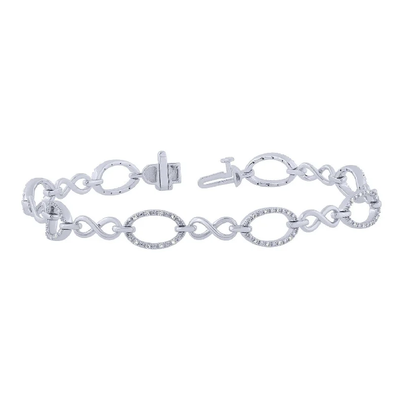 Sterling Silver and .20 Diamonds Infinity Oval Link Bracelet