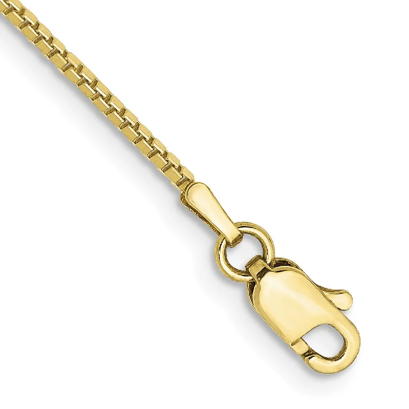 10KT Yellow Gold 7-inch 1MM Lobster Clasp Box Chain Bracelet