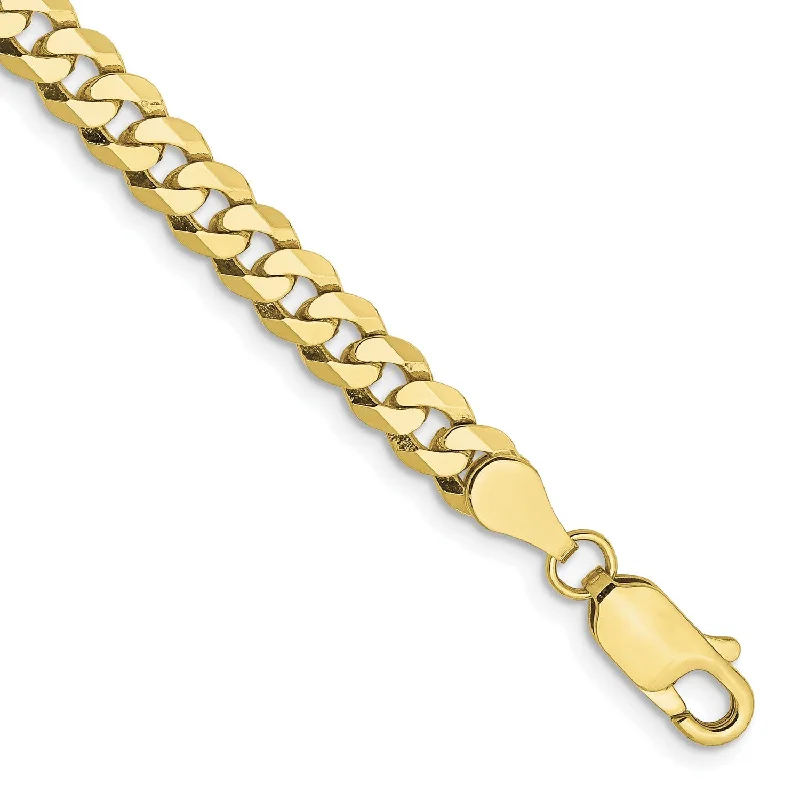 10KT Yellow Gold 7-inch 4.75MM Beveled Flat Curb Bracelet