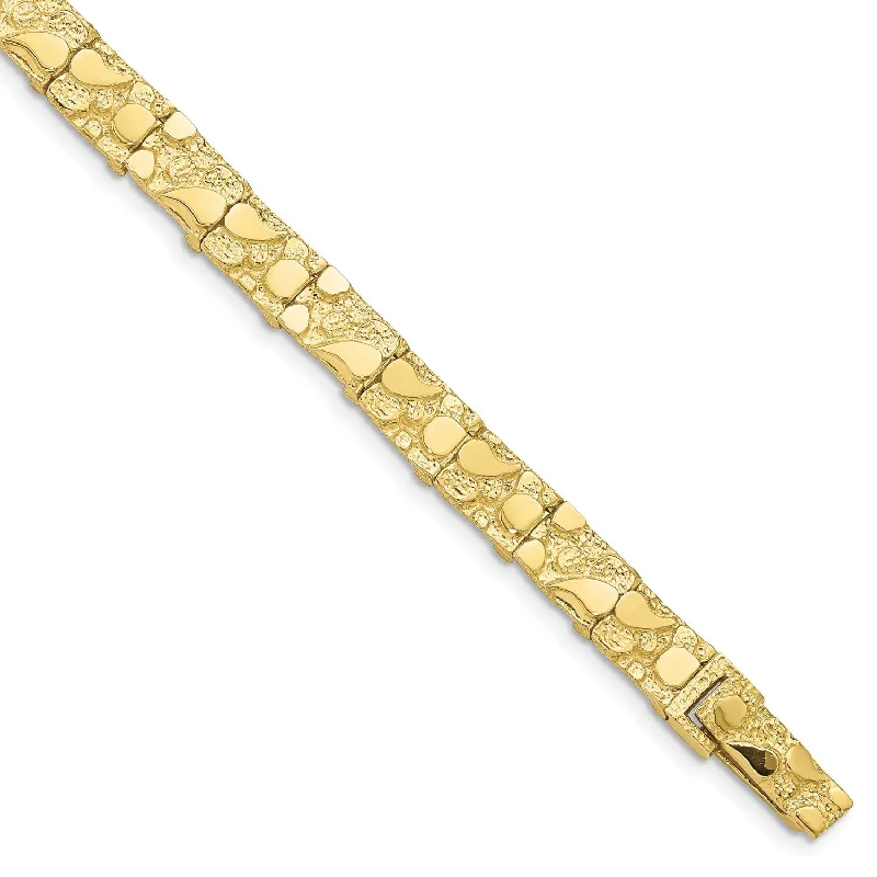 10KT Yellow Gold 7-inch 7MM Nugget Bracelet