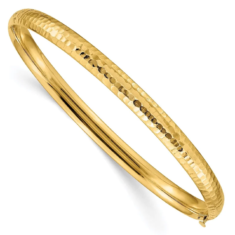 14KT Yellow Gold 7-inch 6MM Bangle Hinged Bracelet