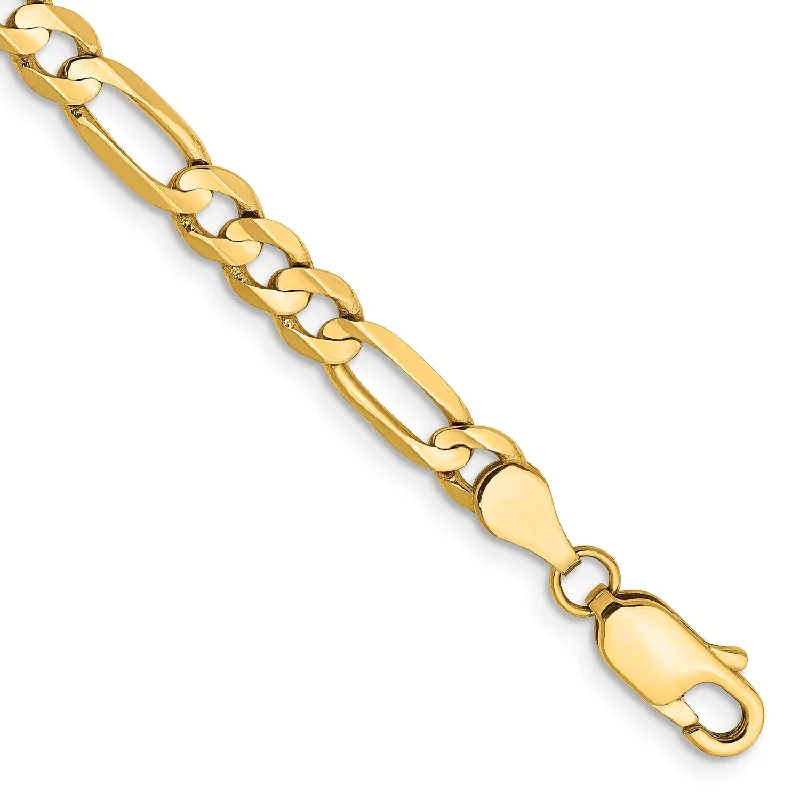 14KT Yellow Gold 8-inch 4.5MM Lobster Clasp Figaro Bracelet