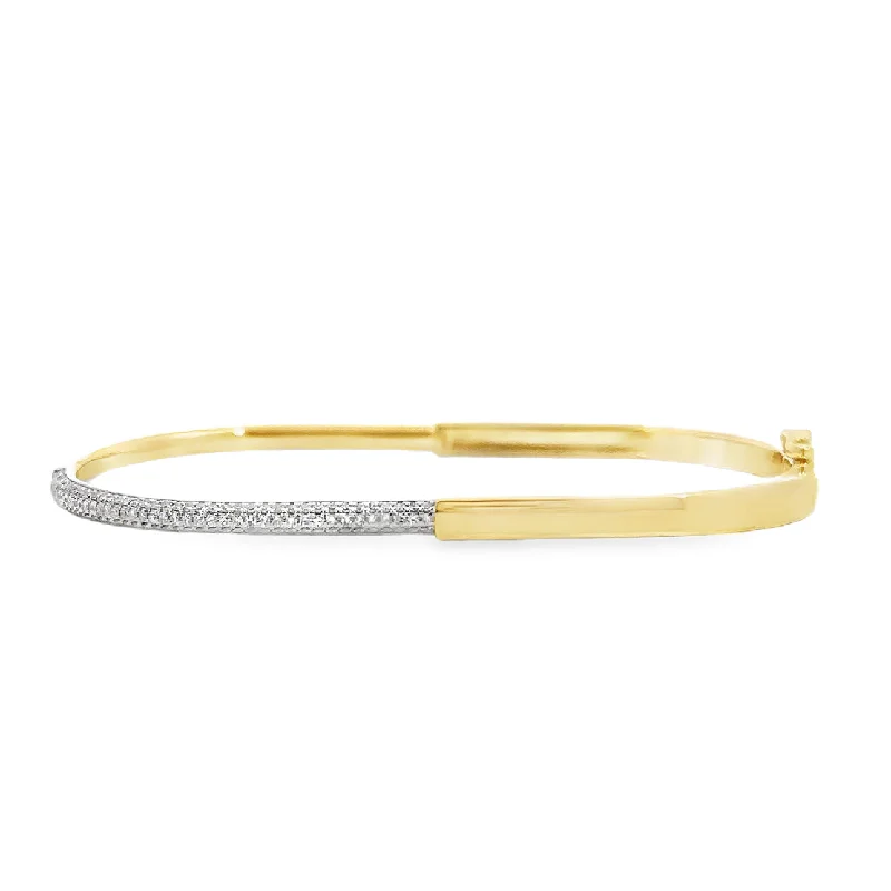 Yellow and White Gold Pave Diamond Bangle Bracelet