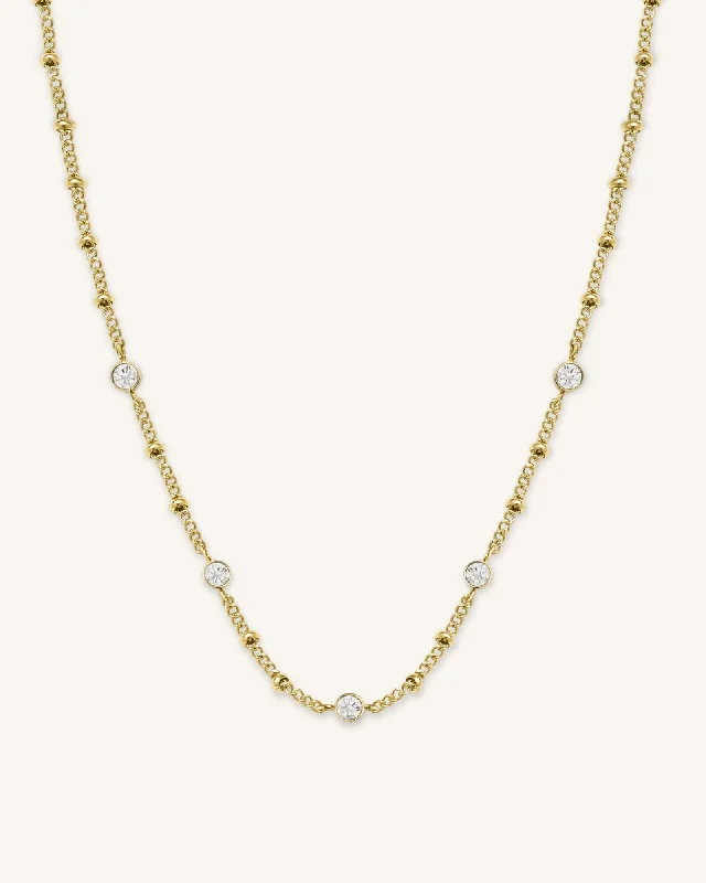 Multi Crystal Necklace Gold