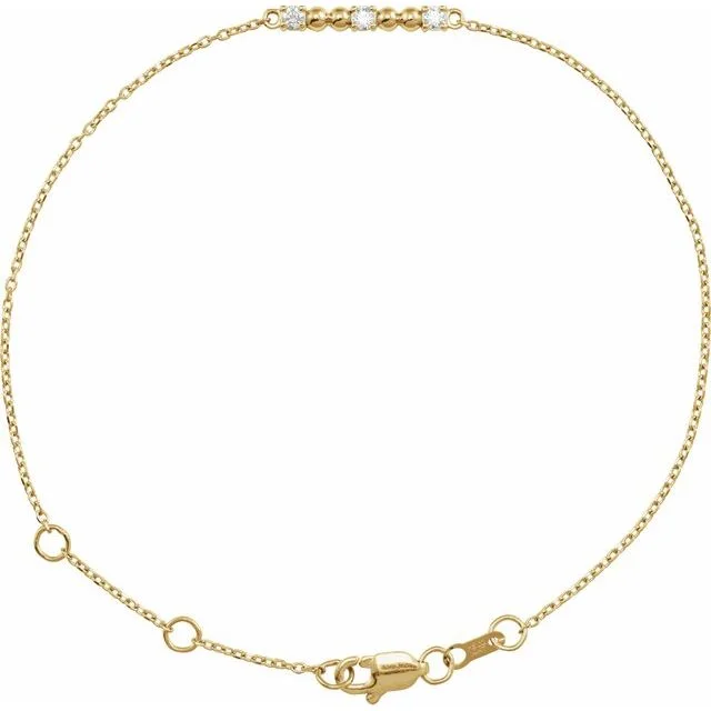 DIAMOND BEADED BAR BRACELET | 14K GOLD & DIAMONDS