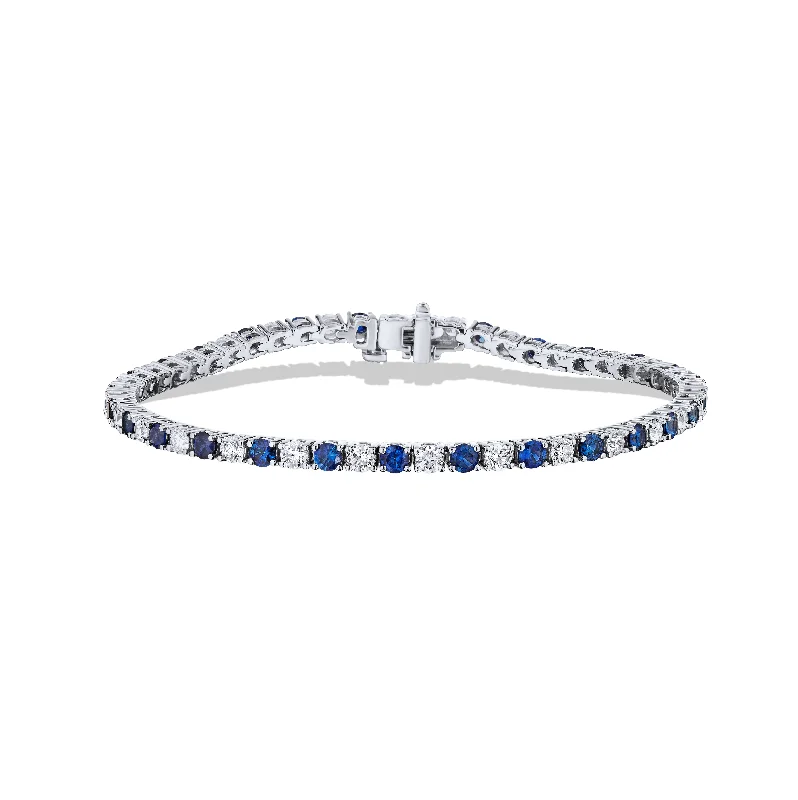 Sabel Collection White Gold Alternating Sapphire and Diamond Bracelet