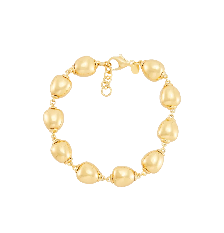 Sabel Collection Yellow Gold Oval Bead Station Bracelet